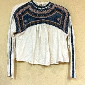 FREE PEOPLE womans boho Embroidered crop top size XS